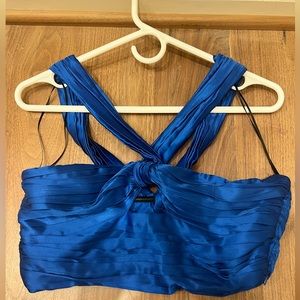 Blue Zara keyhole top